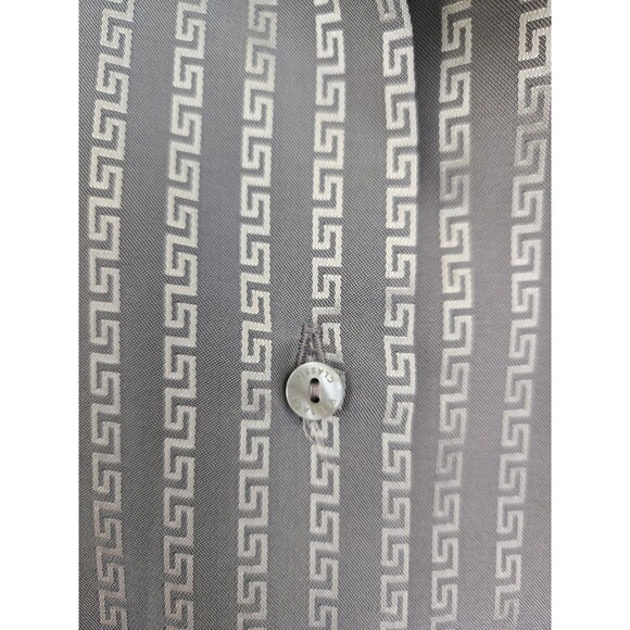 Versace Classic V2 Mens 42 Grey Geometric Button-Up Dress Italy Dress Casual - Picture 3 of 9
